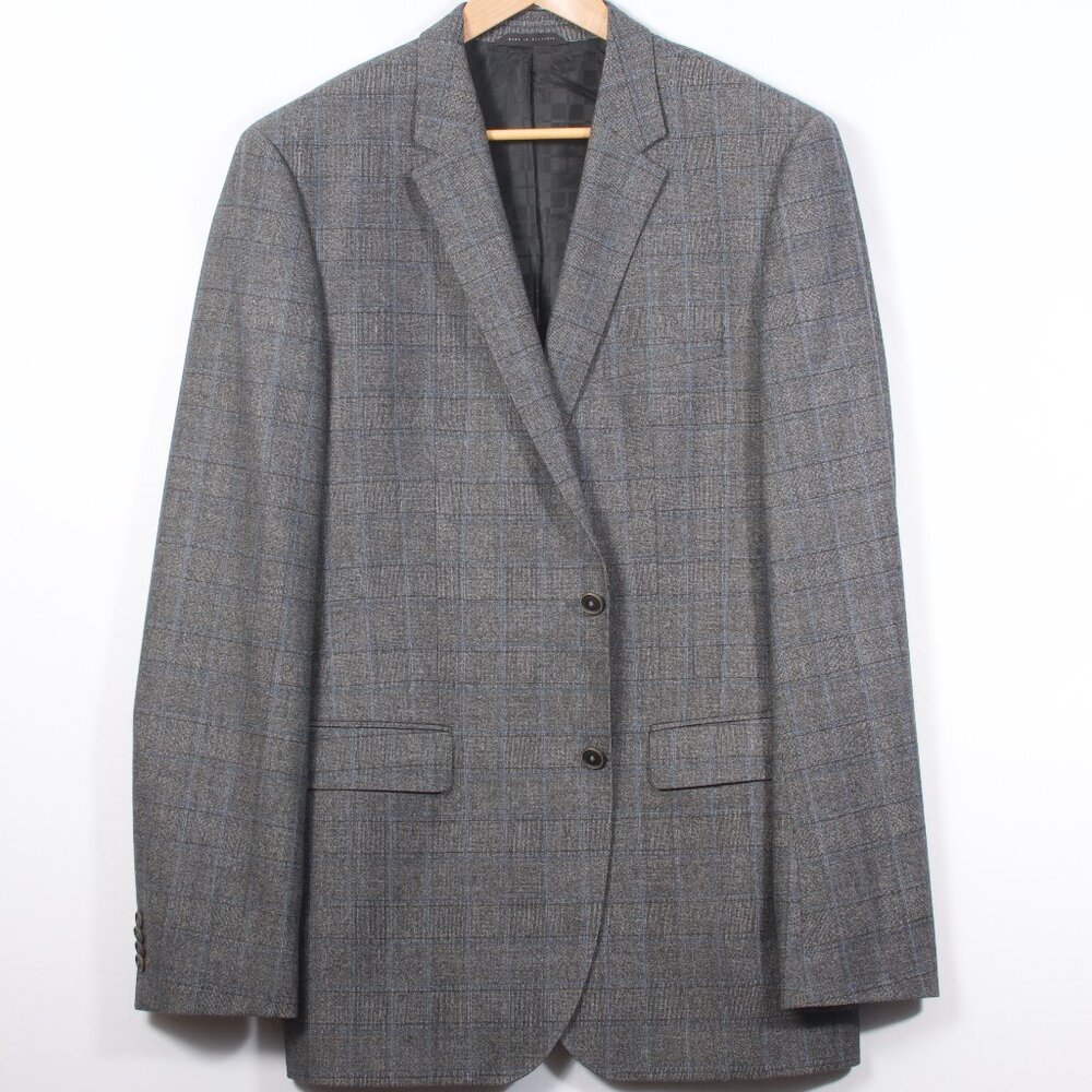 Hugo Boss Men's Sport Coat 44L Gray Windowpane Wool